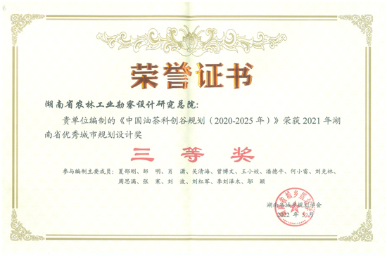 2021年度湖南省優(yōu)秀城市規(guī)劃設(shè)計三等獎